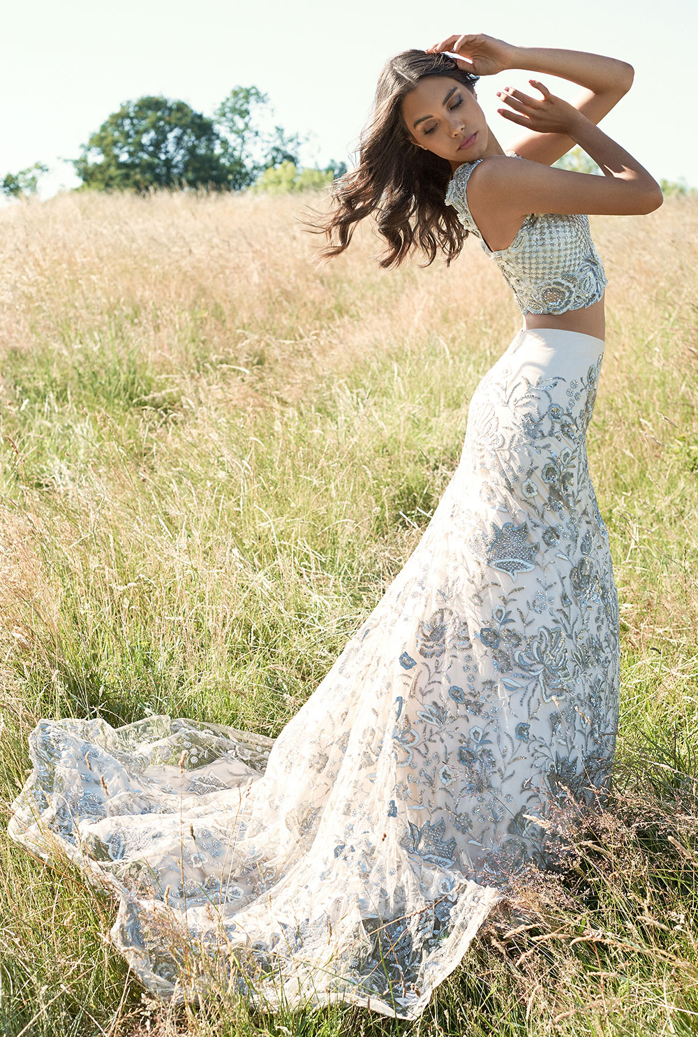 Two Piece Indian American fusion wedding dress